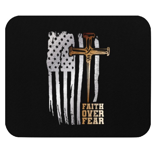 Faith Over Fear Christian American Flag Mouse Pads