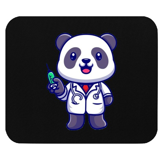 Cute panda doctor with syringe Mouse Pads