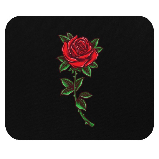 Red rose, Rose stem Mouse Pads