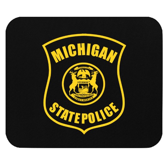michigan state police logo for black Mouse Pads