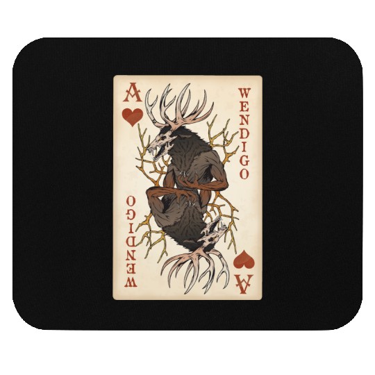 Wendigo Playing Card - Ace of Hearts Cryptid Art Mouse Pads