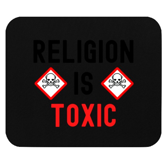 RELIGION Is TOXIC Skull Crossbones toxicity symbol Mouse Pads