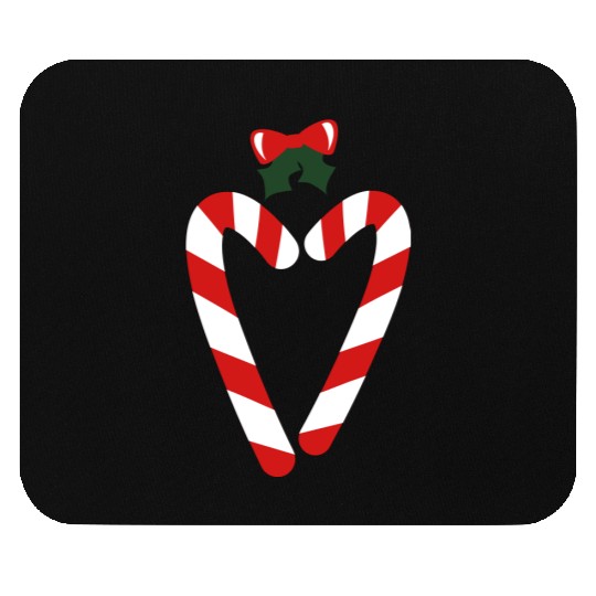 beautiful christmas candy canes in love heart with Mouse Pads