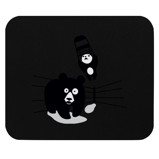 Panda vs Grizzly in wrestling ring. Kung fu Mouse Pads