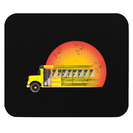 Retro Sunset School Bus Driver Mouse Pads