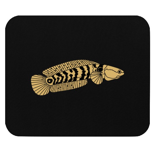 black and gold channa snakehead fish illustrations Mouse Pads