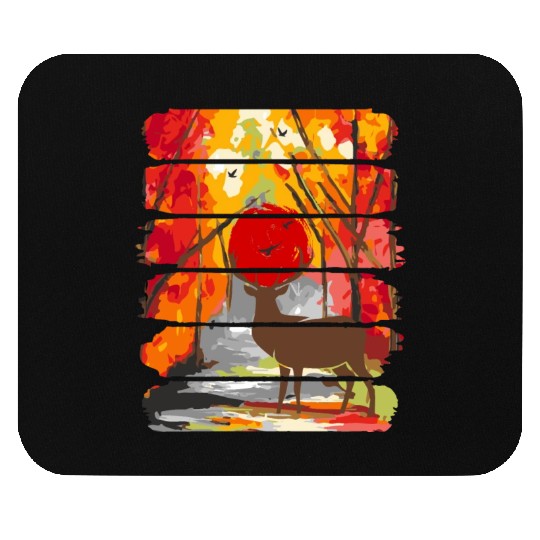 Deer In The Forest With A Sunset Mouse Pads