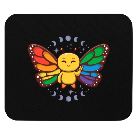LGBTQ Rainbow Flag Monarch Butterfly Pride Month Mouse Pads