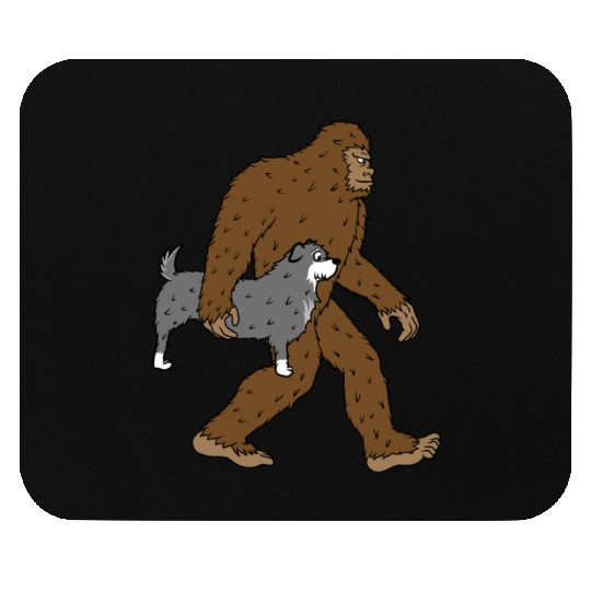 Bigfoot Sasquatch Carrying Schnauzer Mouse Pads