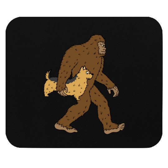 Bigfoot Sasquatch Carrying Yorkshire Terrier Mouse Pads