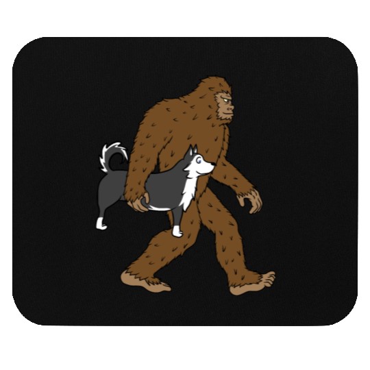 Bigfoot Sasquatch Carrying Husky Mouse Pads
