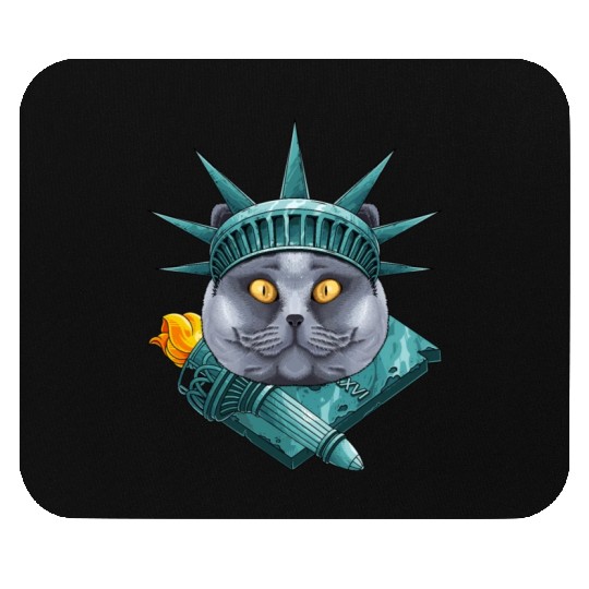 Statue Of Liberty British Shorthair 4th Of July US Mouse Pads
