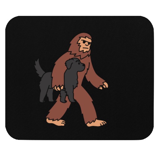 Bigfoot Sasquatch Walking Newfoundland Dog Mouse Pads