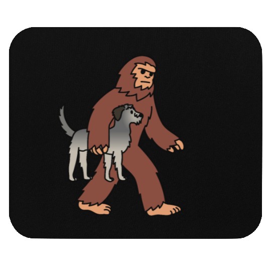 Bigfoot Sasquatch Walking Irish Wolfhound Mouse Pads