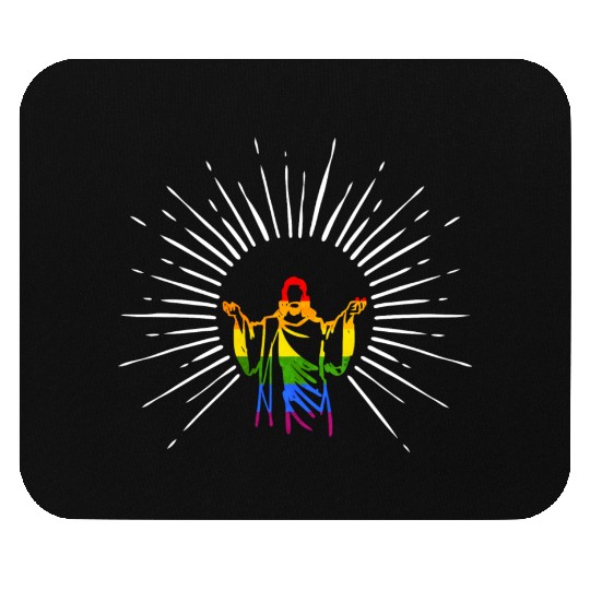 Jesus LGBTQ Flag Religious Lesbian Gay Pride Mouse Pads