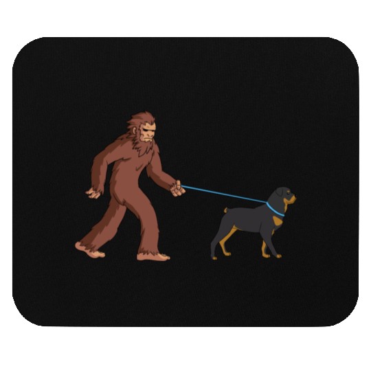 Bigfoot Sasquatch Walking Rottweiler Mouse Pads