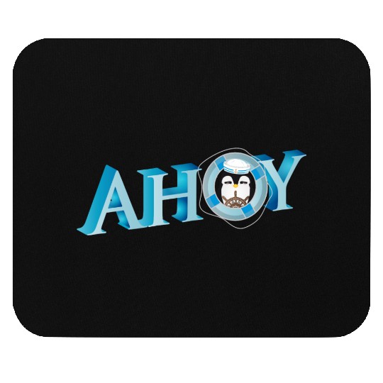 English sailor salute Ahoy with penguin sailor Mouse Pads