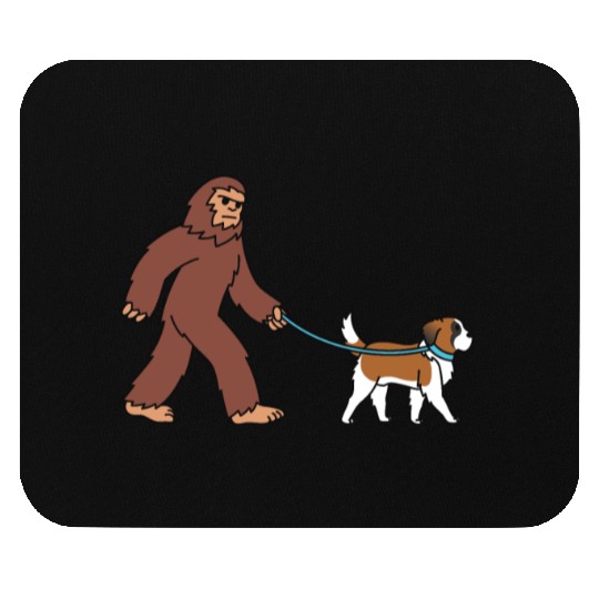 Bigfoot Sasquatch Walking Saint Bernard Mouse Pads