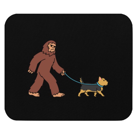 Bigfoot Sasquatch Walking Yorkshire Terrier Mouse Pads