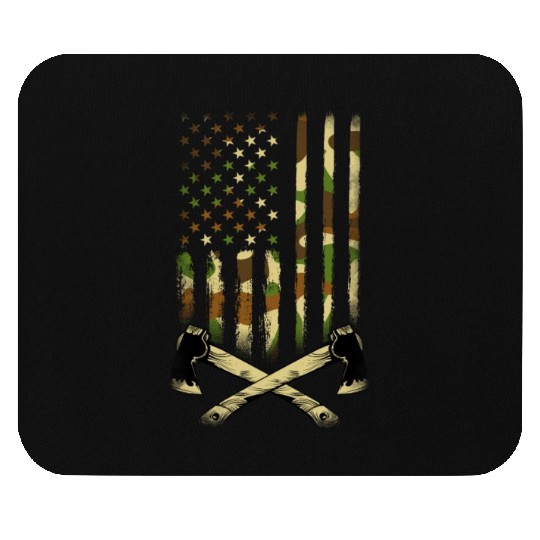 American Camouflage Throwing Axes - US Flag Axe Mouse Pads