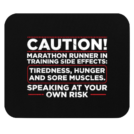 Caution! Marathon Runner In Training Runner Mouse Pads