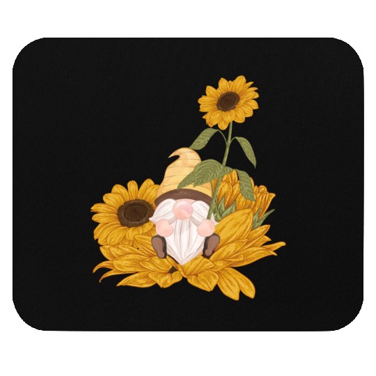 Cute Gnome Sunflower Gardening Gnomes Mouse Pads
