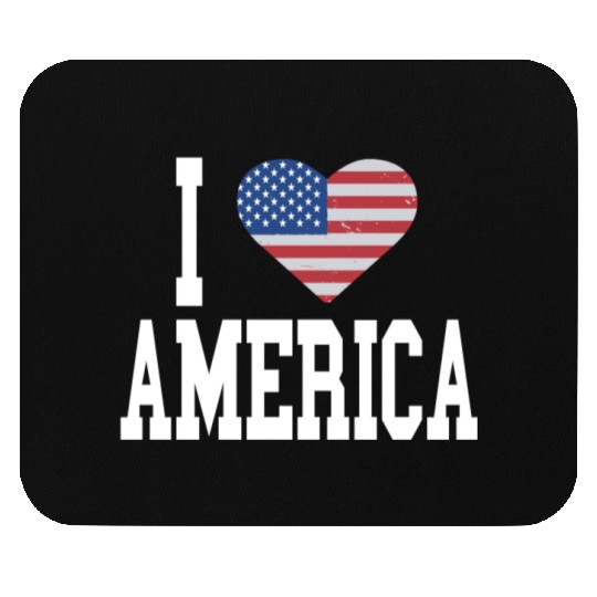US Flag Proud American I Heart America, I Love Mouse Pads