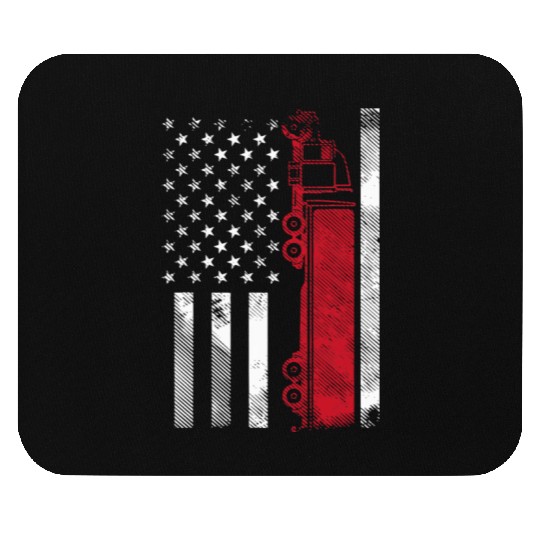 US American Flag Semi Truck Driver 18 Wheeler Mouse Pads
