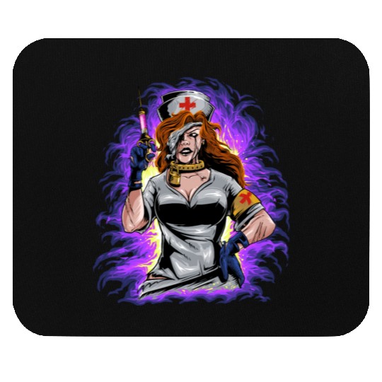 Angry Psychopathic Nurse Mouse Pads