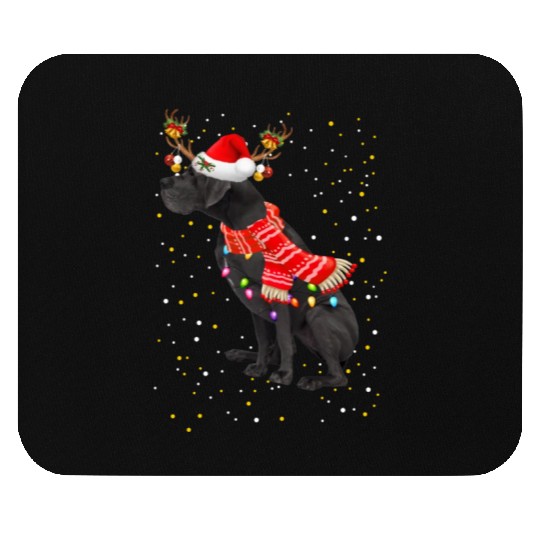 Great Dane Reindeer Christmas Light Mouse Pads
