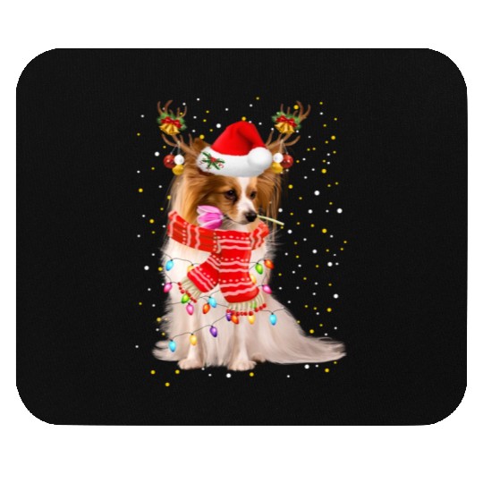 Papillion Mouse Pads Papillion Reindeer Christmas Light