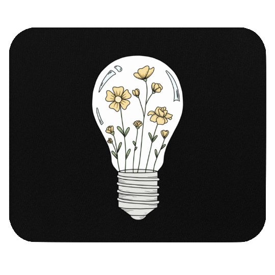 Light Bulb with Yellow Flowers Mouse Pads