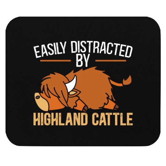 Easily Distracted By Highland Cattle Cow Farmer Mouse Pads