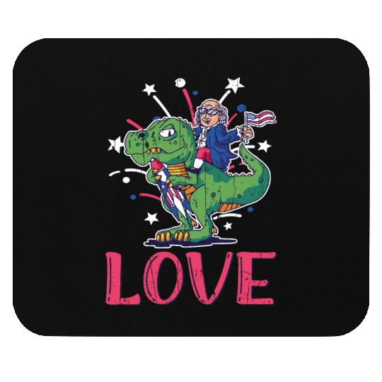 Love America Washington Dinosaur USA 4th Of July Mouse Pads