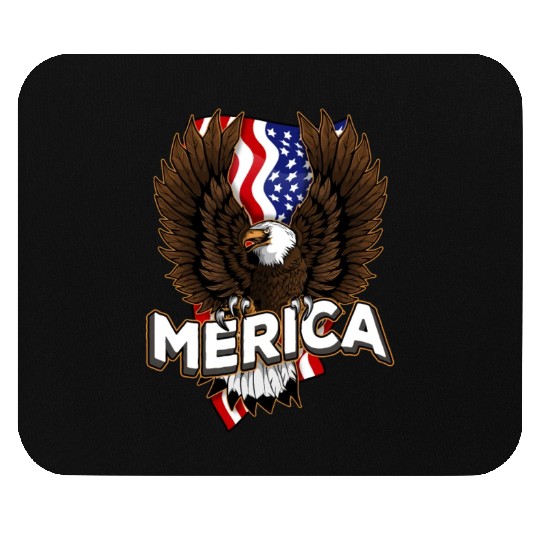 Merica 4th of July Bald Eagle USA American Fla Mouse Pads