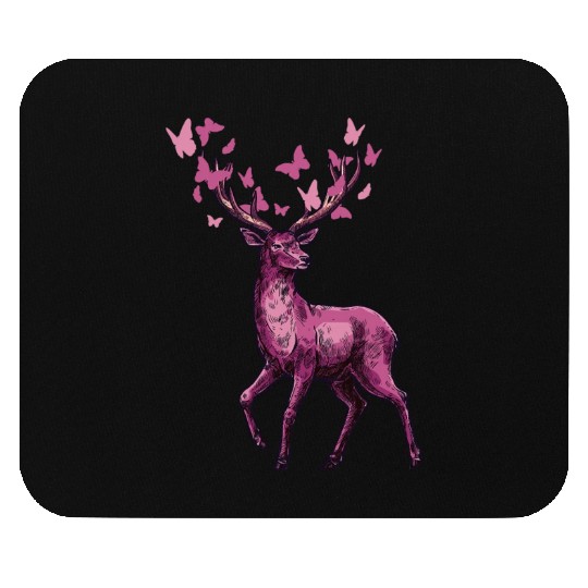Mule Deer 4 Point Being Followed By Butterflies Mouse Pads