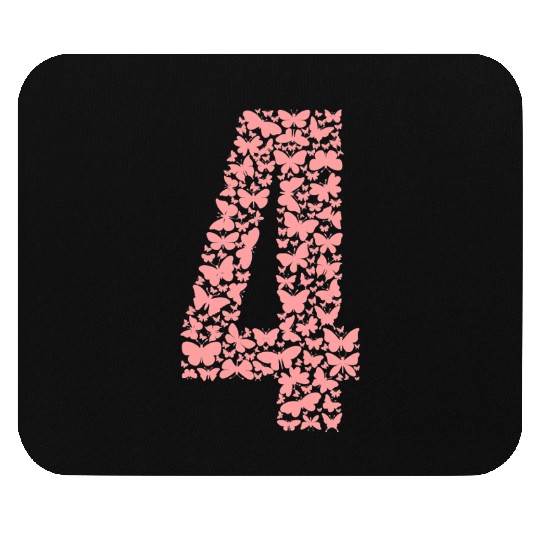 Kids Butterflies Number Four 4 Year Old Birthday Mouse Pads