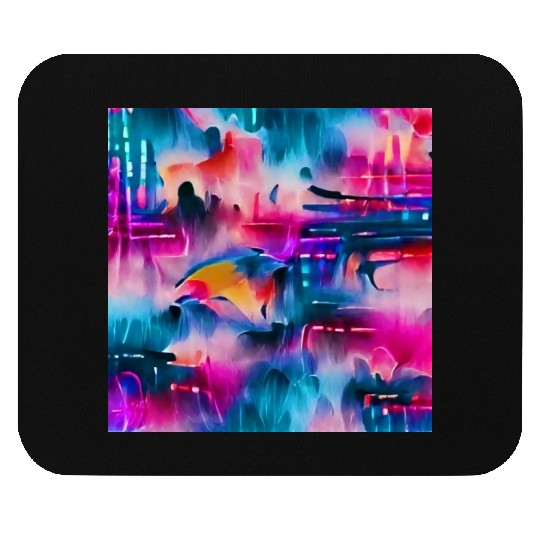 Abstract watercolor pattern in retro neon colors Mouse Pads
