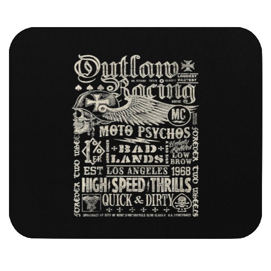 Womens Outlaw Racing Moto Psychos Skull Biker Mouse Pads