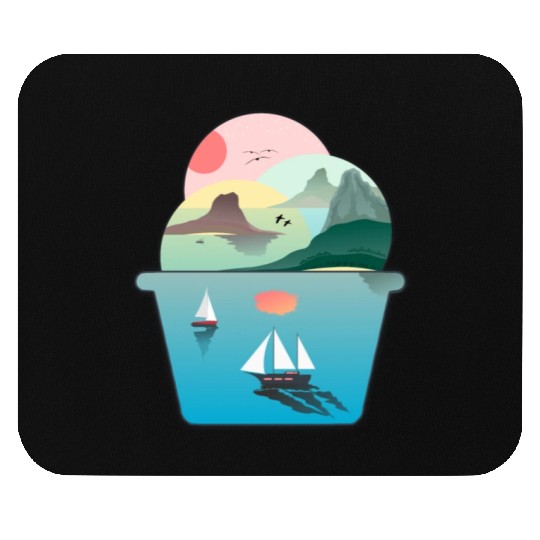 Summer Ice Cream Ocean Wanderlust Sailing Sunset Mouse Pads