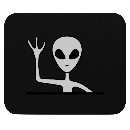 Gray male alien waving Mouse Pads
