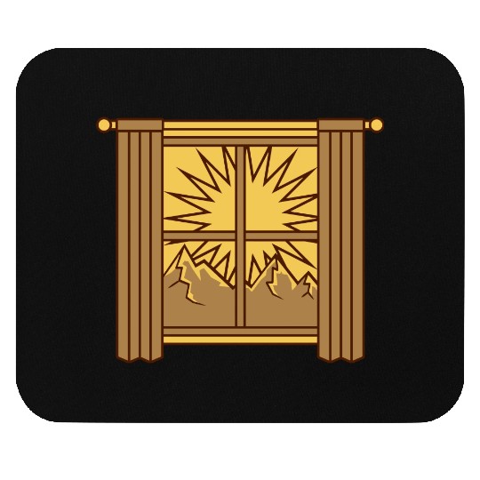 view mountains window curtain Mouse Pads