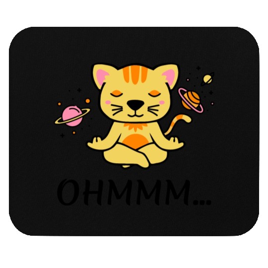 zen yoga cat space meditation sport training Mouse Pads