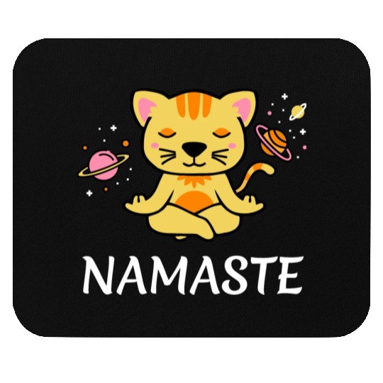 zen yoga cat space meditation sport training Mouse Pads