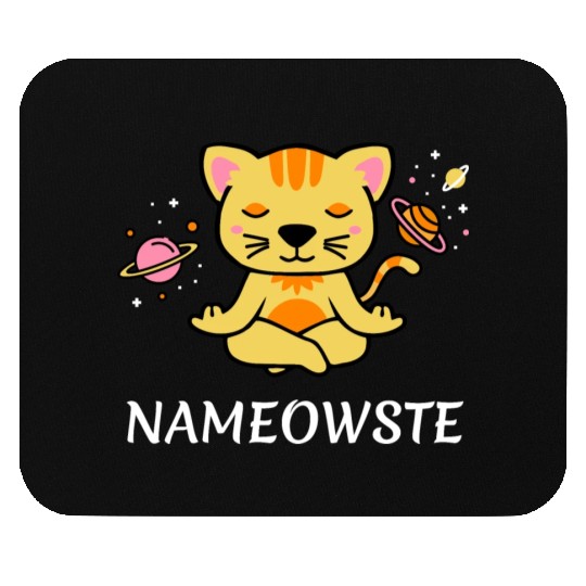zen yoga cat space meditation sport training Mouse Pads