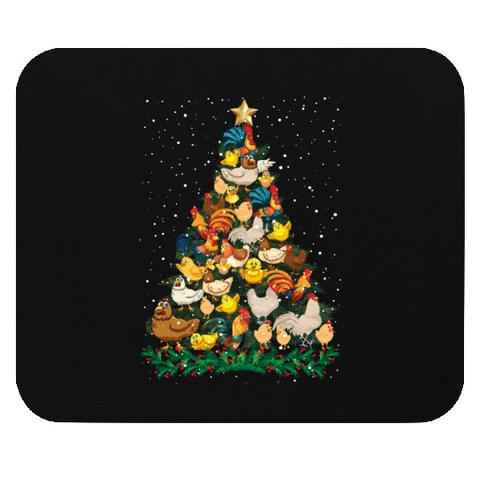 Christmas Chickens Pine Tree Funny Chicken Farmer Mouse Pads