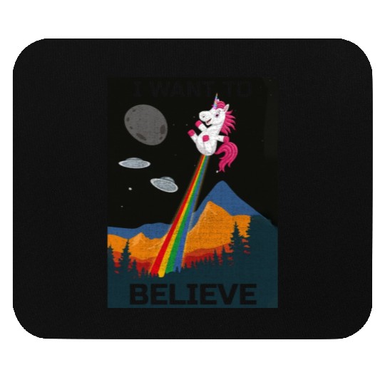 Unicorn "I Want To Believe" UAP Outfit Alien Ufo Mouse Pads
