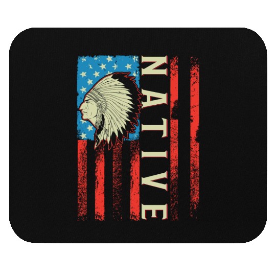 Native American Flag Chief Traditional US Mouse Pads