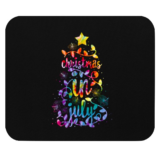 Christmas In July Colorful Xmas Tree Lights Mouse Pads