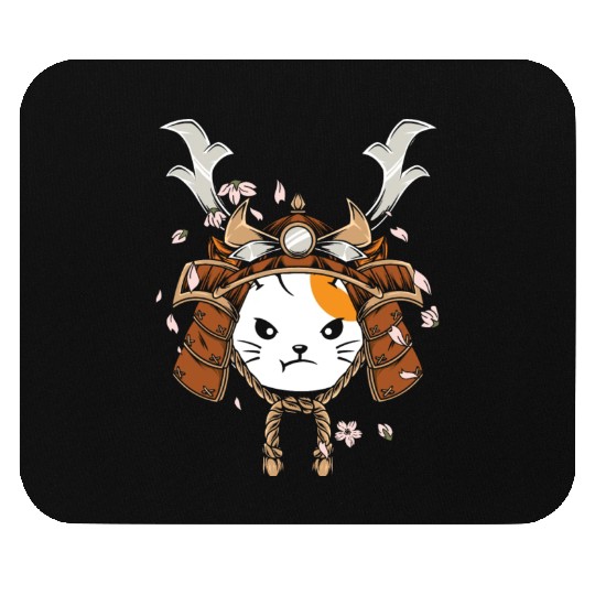 cat with samurai helmet Mouse Pads cats pets present